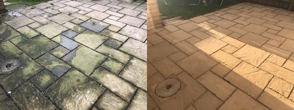 Garden patio slabs cleaned