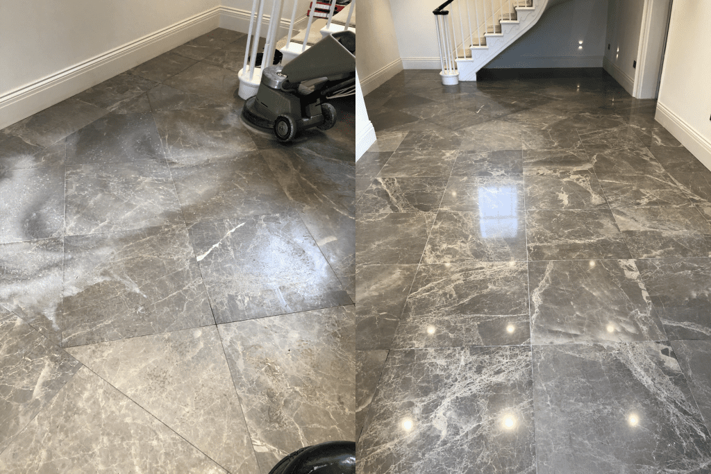 Marble floor cleaned and polished North London
