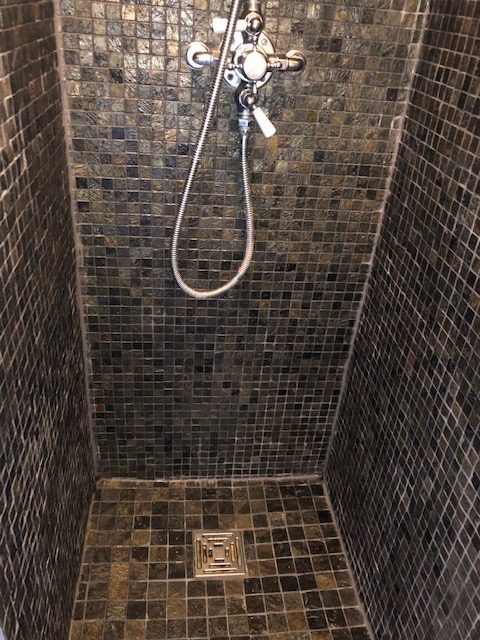 slate mosaic tile shower clean (after)