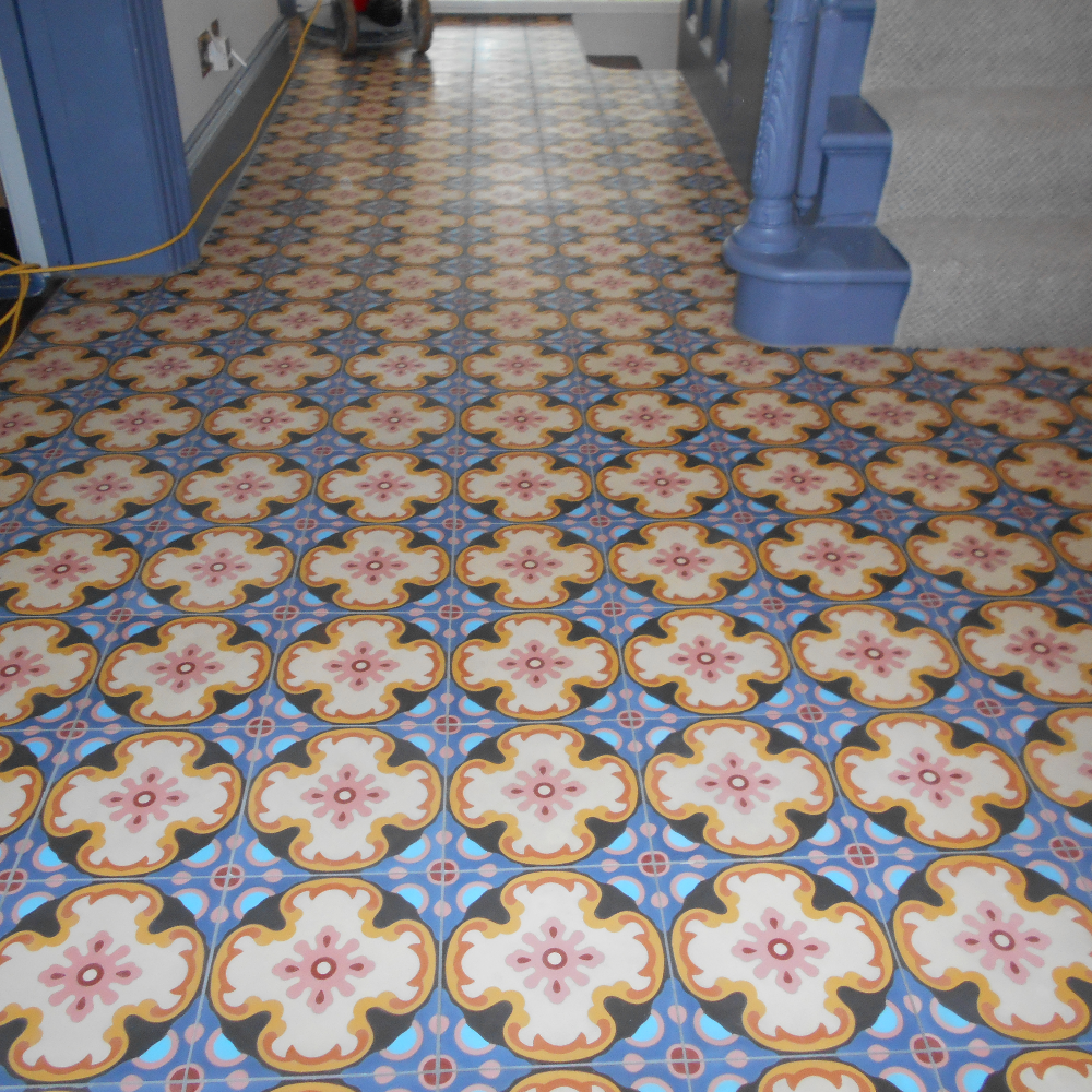 Pink Cement encasutic hallways tiles cleaned N19