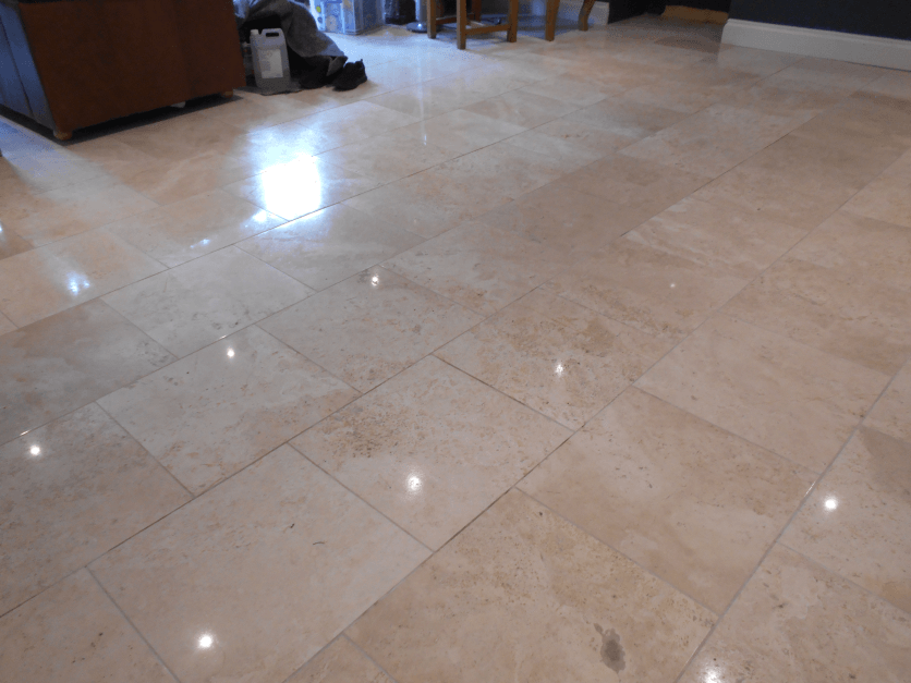 Limestone tiles in Buckinghamshire polished sealed and nicely buffed