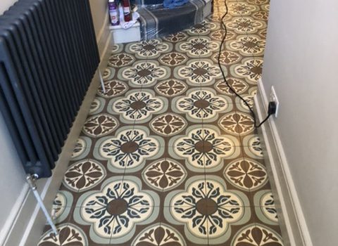 nice cement floral design encaustic hallway tiles deep cleaned and sealed in Muswell Avenue