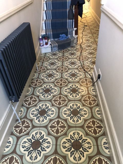 nice cement encaustic hallway tiles deep cleaned and sealed in Muswell Avenue