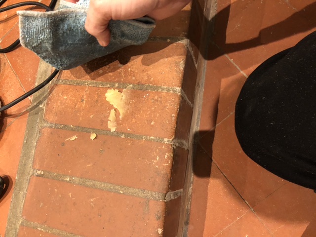 applying bees wax to quarry tiles and bricks