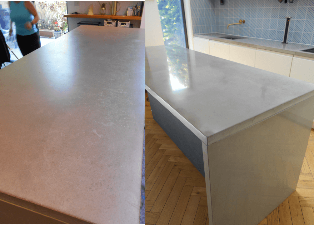 concrete cement work tops polished cleaned and sealed London