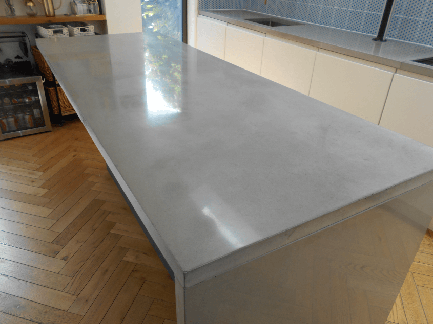 concrete kitchen work top polished and sealed