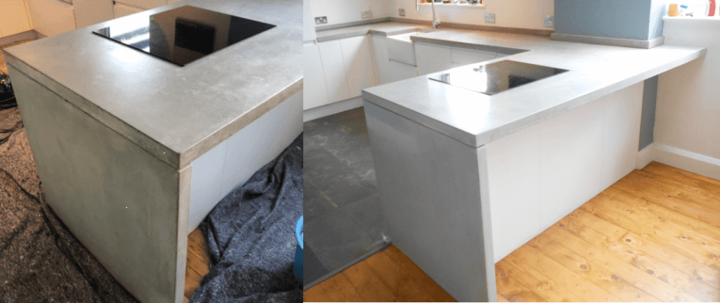 Concrete kitchen surfaces restored, deep cleaned and sealed