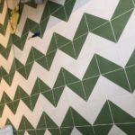 green and white zig zag cement encaustic tiles with white grout that have been deep cleaned in Hornsey N8