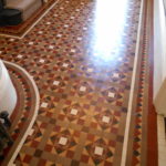 victorian hallway tiles after cleaning sealing and waxing.Very shiny