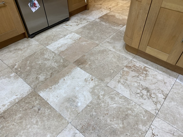 travertine stone tiles in a dirty state before cleaning and polishing