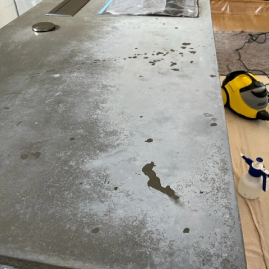 damaged concrete work surface 