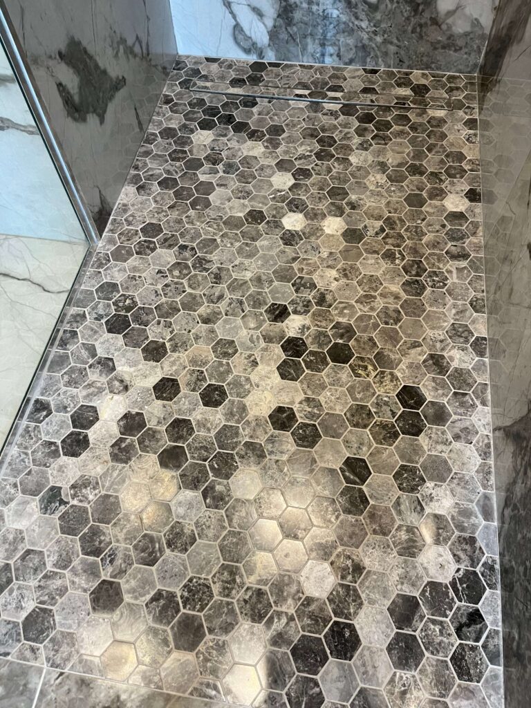 damaged marble mosaic tiles from acid completely restored polished and sealed