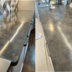 High gloss limestone, marble polished and refurbished in Crouch end. (before and after pic)