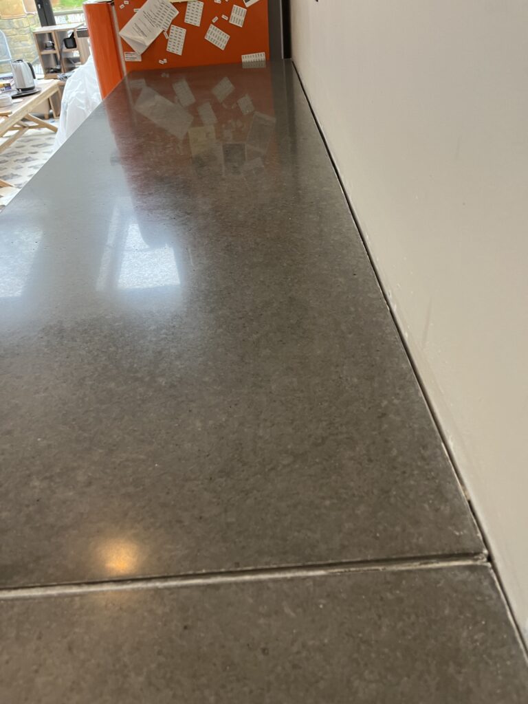 crystallised concrete work top making the surface more durable and looks shiny