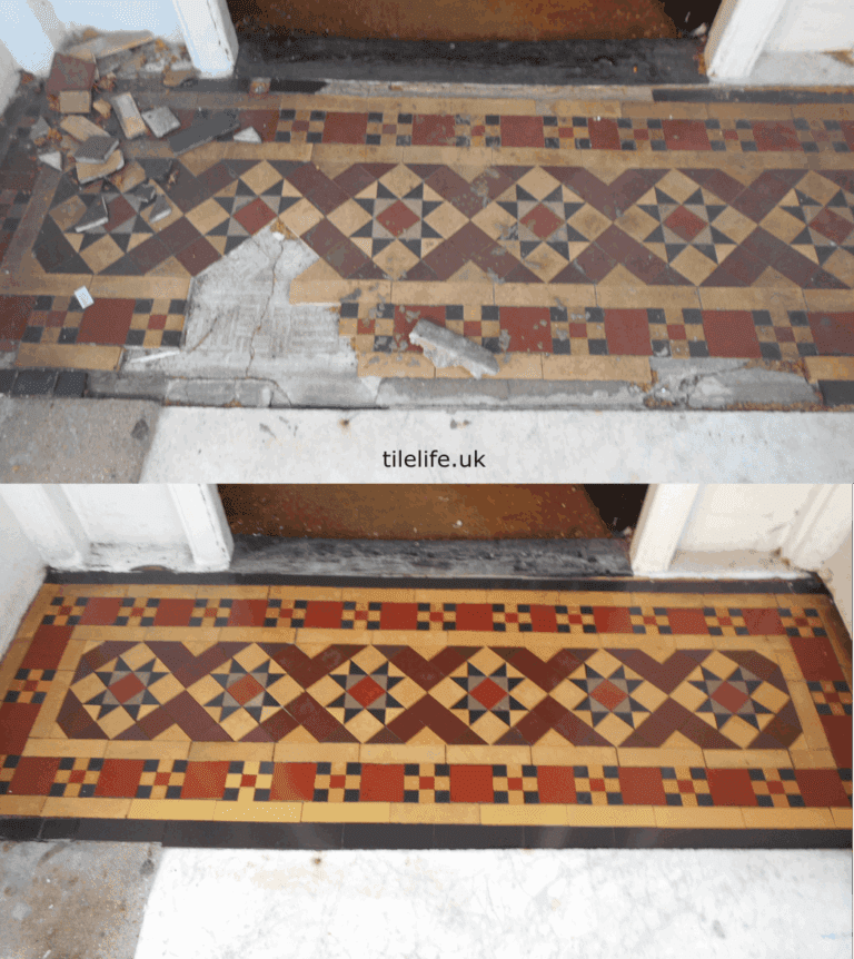 Tile Restorer Original Quarry and Victorian porch tile restoration North London ...
